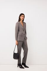 Pedro del Hierro Pinstripe lapel-less blazer Grey