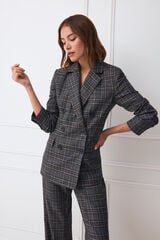 TFP by Tamara Falc&oacute; Checked fitted double-breasted blazer Blue