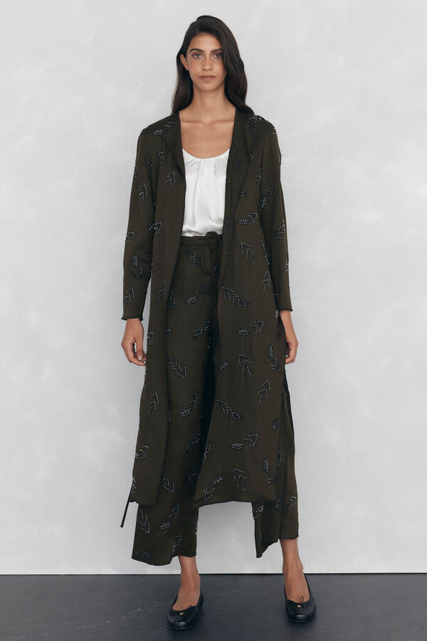 Pedro del Hierro embroidered straight pants Brown