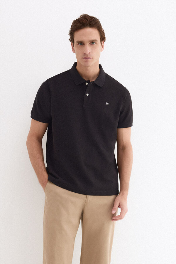 Pedro del Hierro Piqu&eacute; basic polo shirt Black
