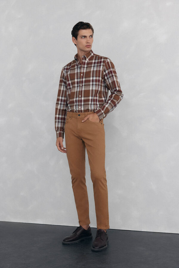 Pedro del Hierro Soft checkered twill Burgundy