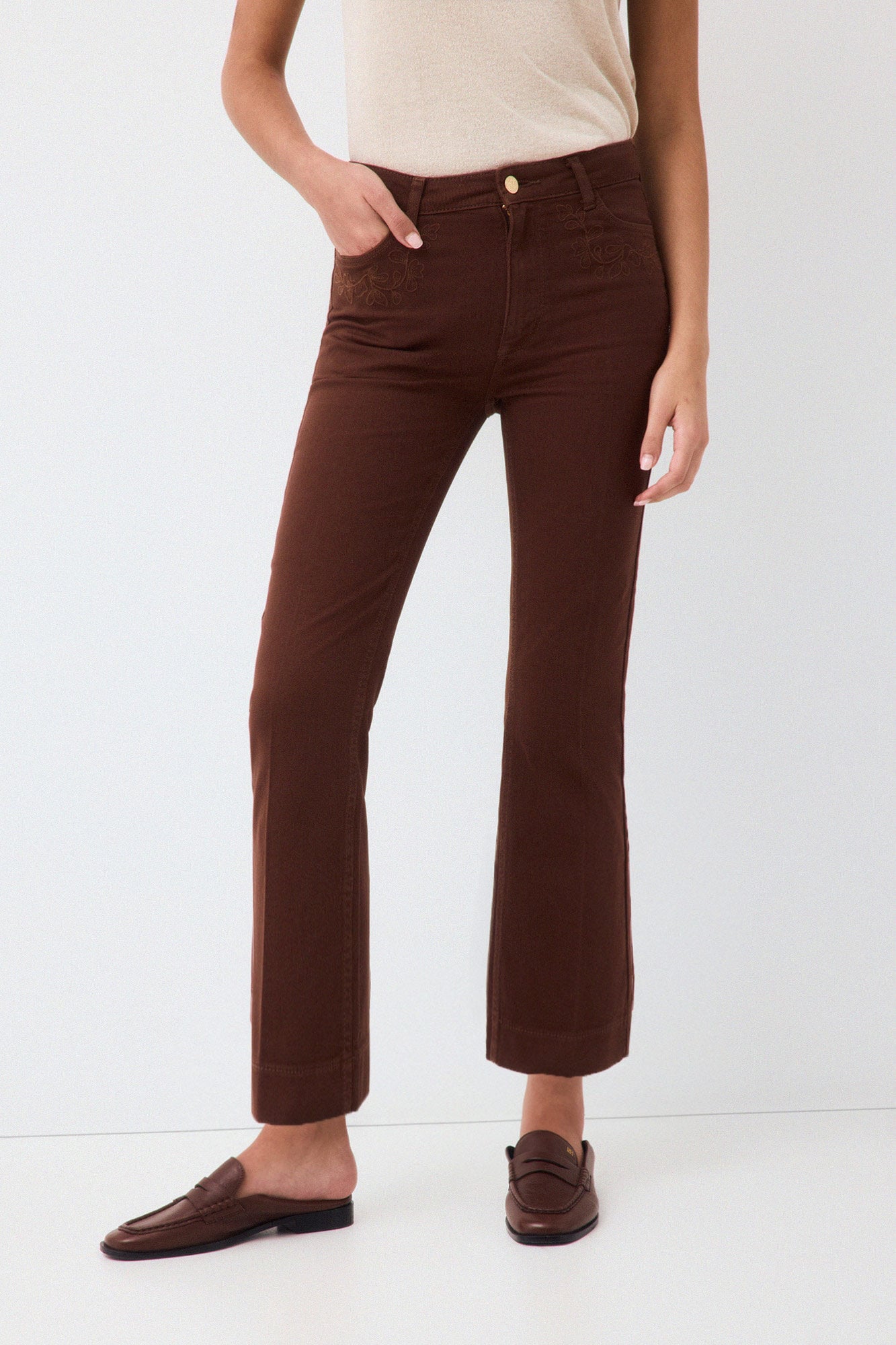 Pedro del Hierro Embroidered cropped flare jeans