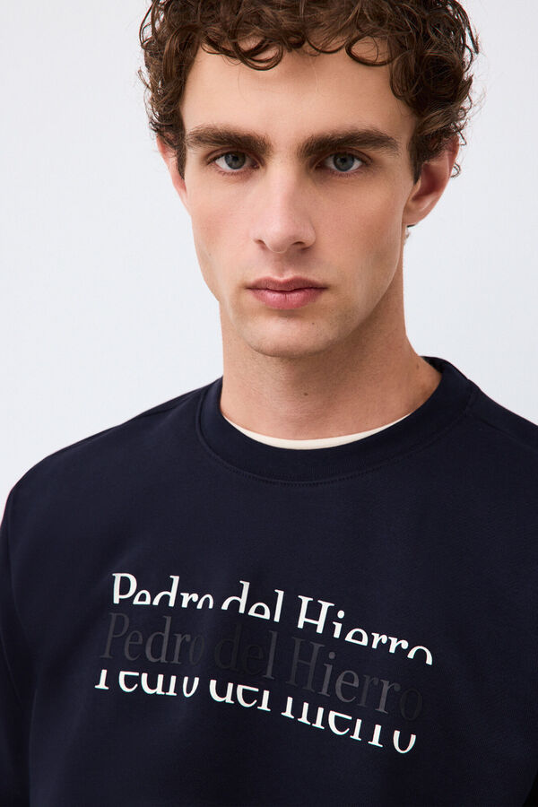 Pedro del Hierro Crew neck logo sweatshirt Blue
