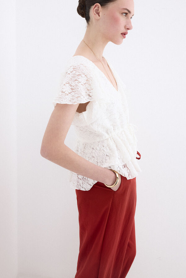 Pedro del Hierro Textured V-neck T-shirt White