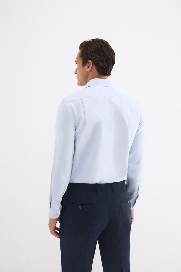 Pedro del Hierro Plain non-iron stain-resistant dress shirt Blue