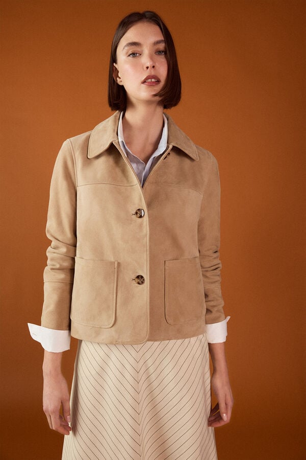 TFP by Tamara Falc&oacute; Leather jacket Beige