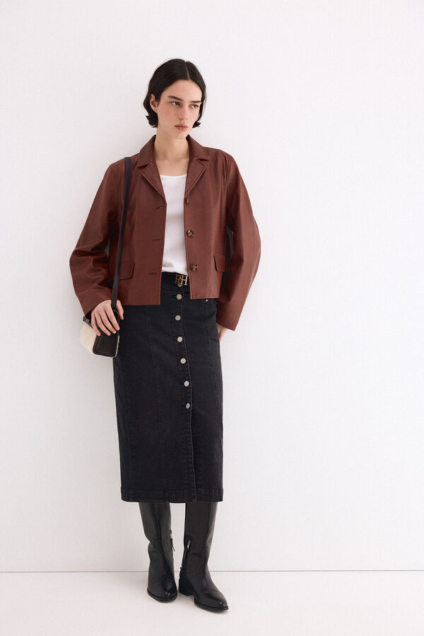 Pedro del Hierro Grey denim button-front skirt Grey