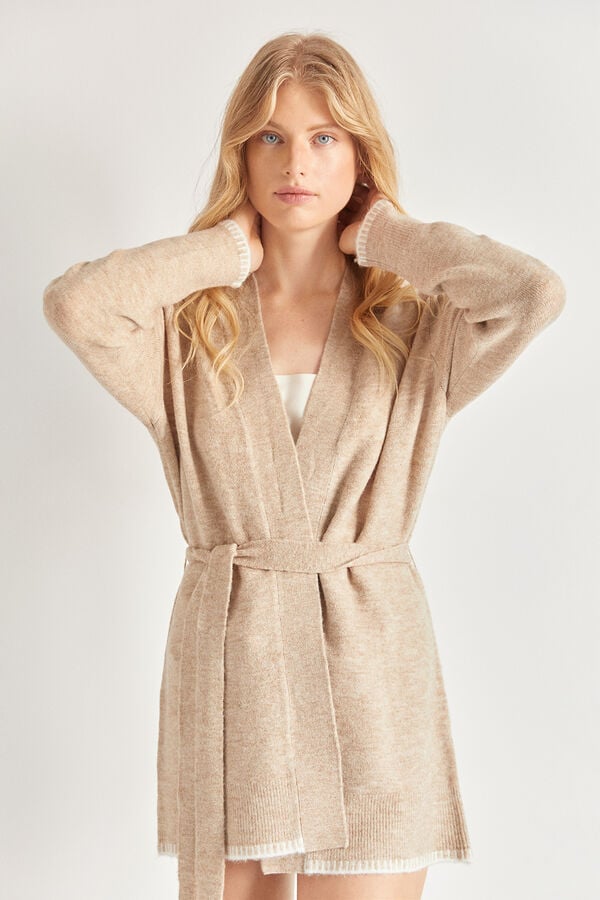 Pedro del Hierro C&aacute;rdigan kimono tacto suave Marr&oacute;n