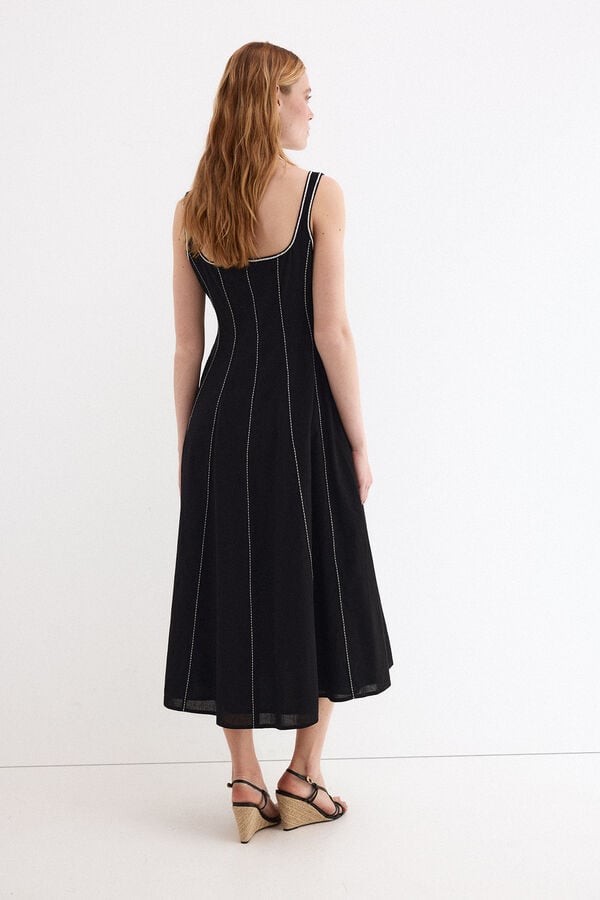 Pedro del Hierro Vestido midi com contrastes Preto