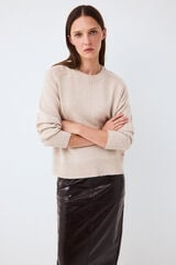 Pedro del Hierro Jumper with central seam and detachable neck Beige
