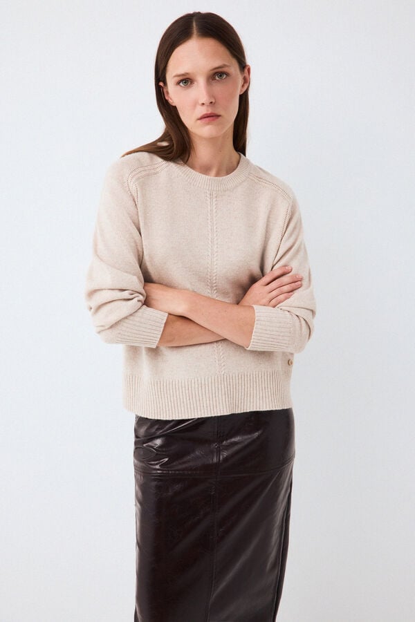 Pedro del Hierro Jumper with central seam and detachable neck Beige