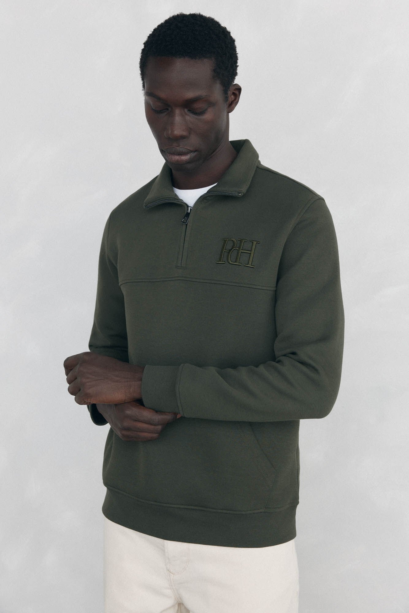 Pedro del Hierro Technical fabric zip-neck sweatshirt