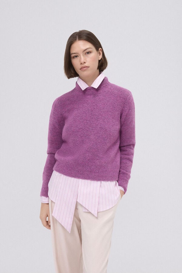 Pedro del Hierro Cropped jersey with cross-knit detail Pink