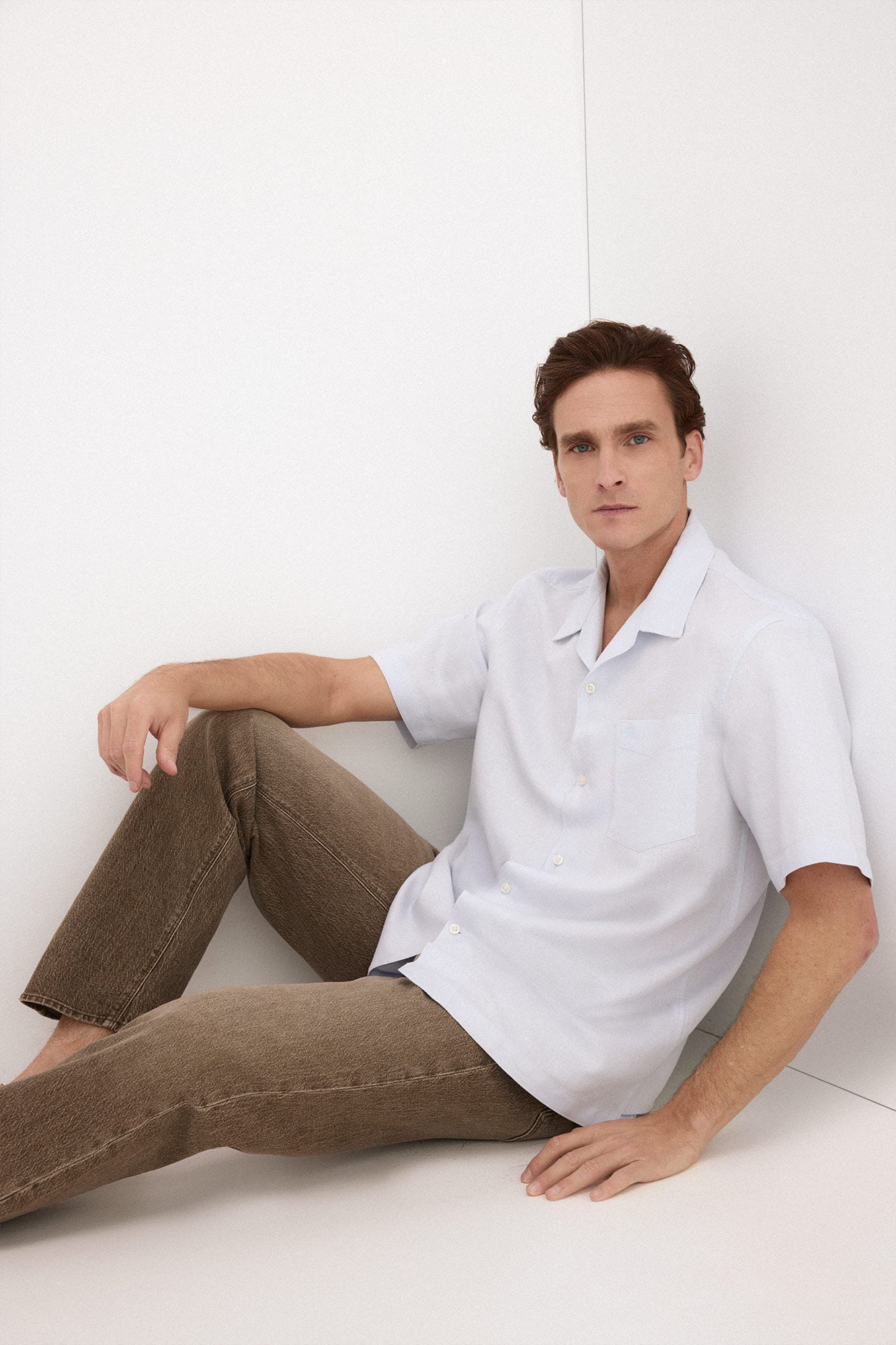 Pedro del Hierro Camisa de lino algod&oacute;n manga corta