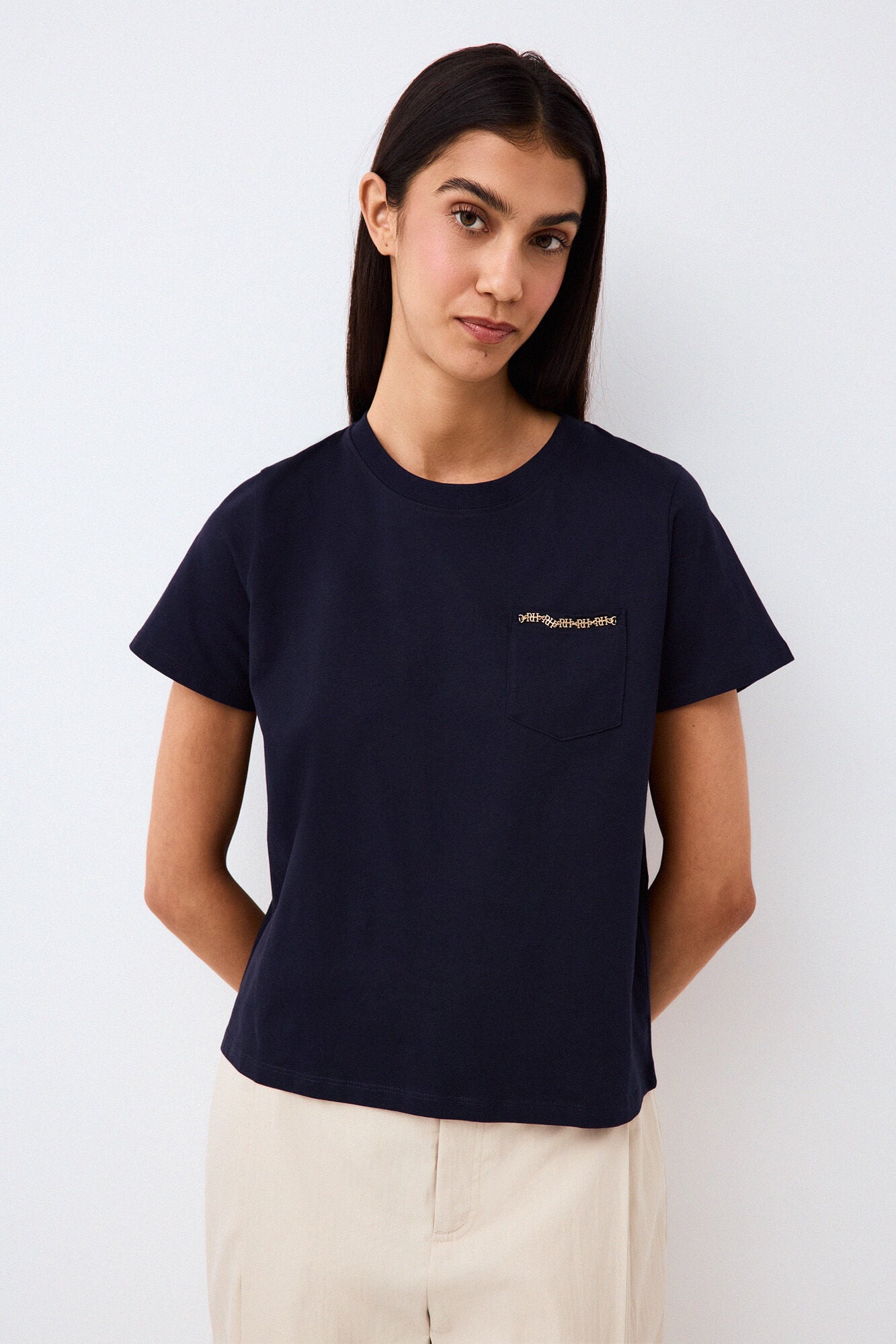 Pedro del Hierro Short sleeve T-shirt with pocket and chain detail