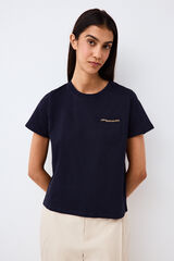 Pedro del Hierro Short sleeve T-shirt with pocket and chain detail Blue