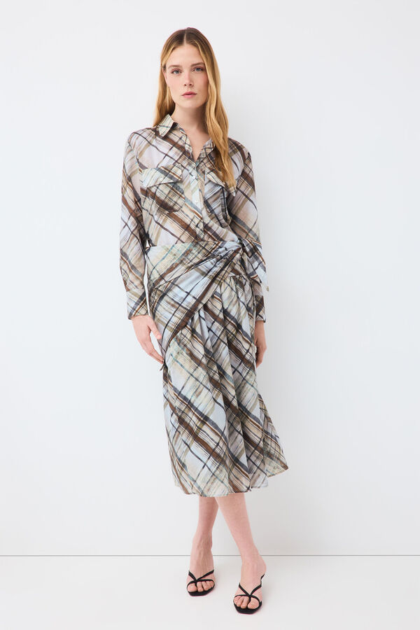 Pedro del Hierro Scarf flared skirt Blue