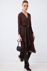 Pedro del Hierro Long sleeve combination dress Brown