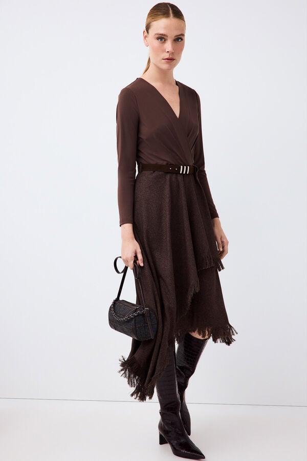 Pedro del Hierro Long sleeve combination dress Brown