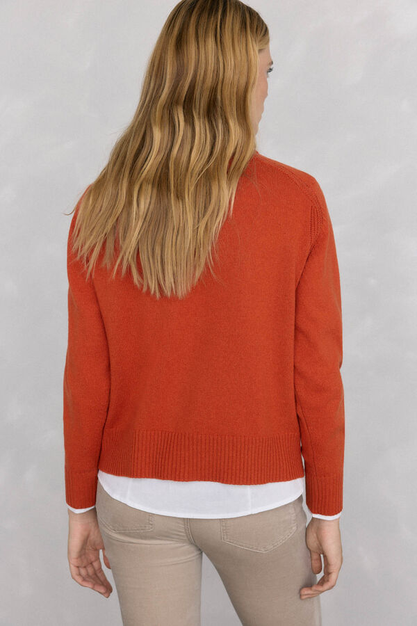 Pedro del Hierro wool sweater with a central crew neck Orange