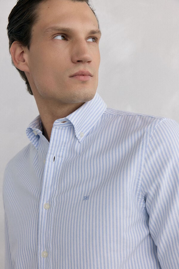 Pedro del Hierro Iconic candela striped Oxford shirt Blue
