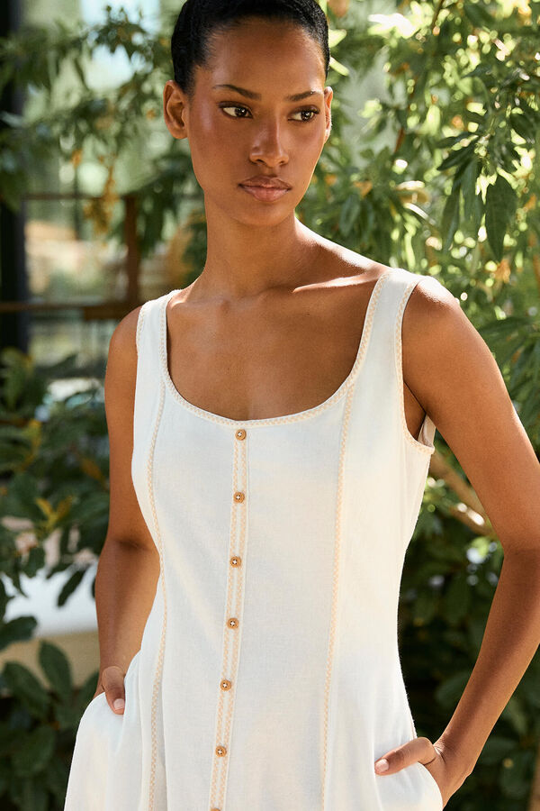 Pedro del Hierro Vestido sin mangas detalle botones Blanco
