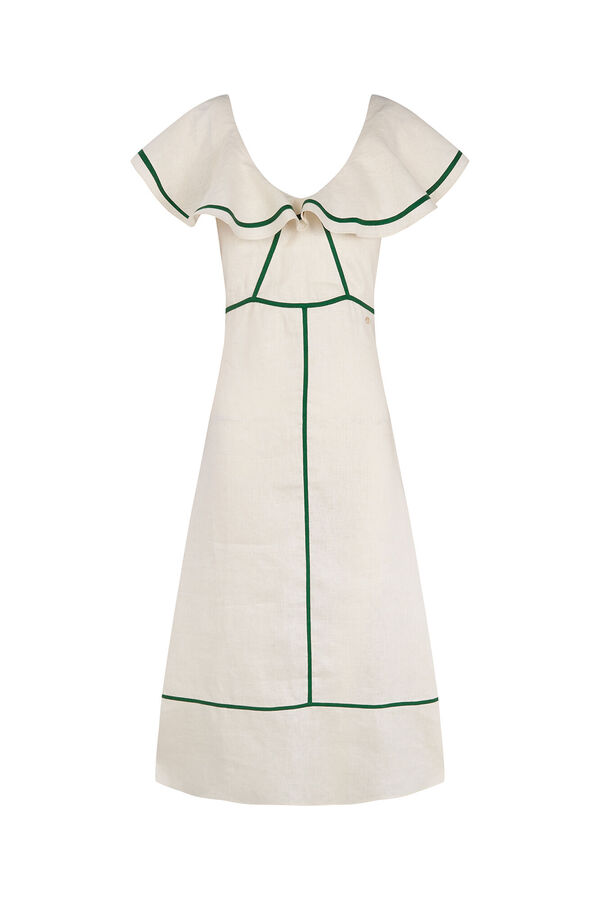 Pedro del Hierro Linen dress with contrast details Ecru