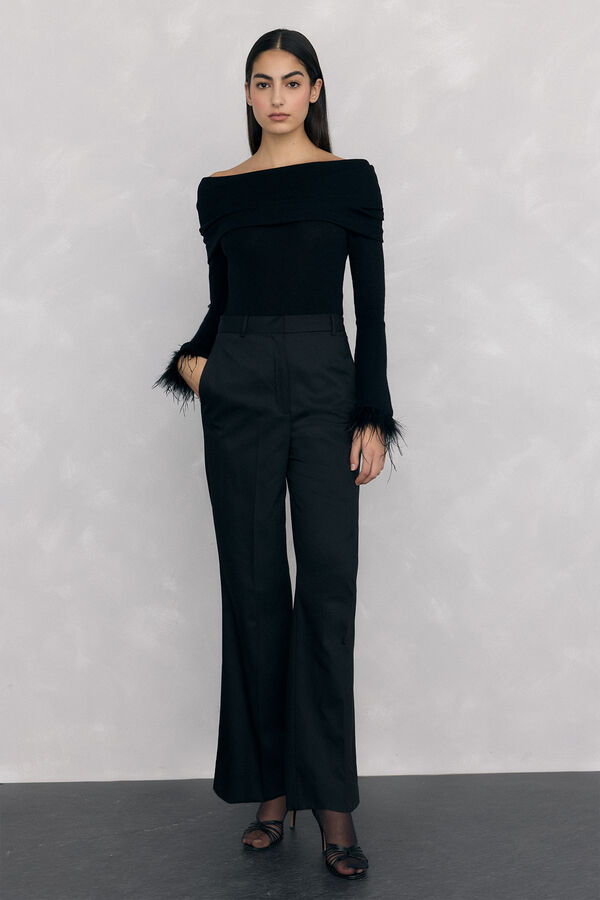 Pedro del Hierro Feather jersey cuff Black