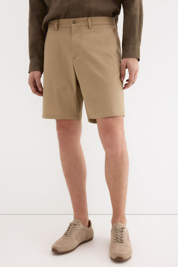 Pedro del Hierro Structured Bermuda shorts Beige