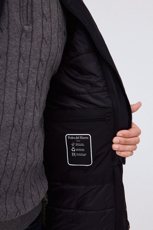 Pedro del Hierro Long technical parka Black