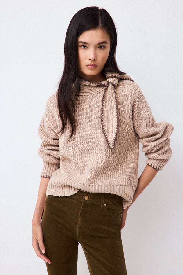 Pedro del Hierro Tie neck jumper Brown