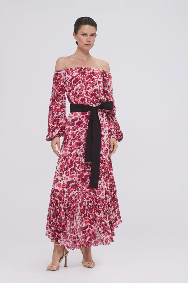 Pedro del Hierro Off shoulder dress with bow Pink
