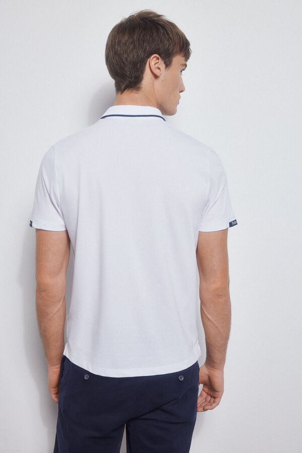 Pedro del Hierro Logos tipped polo shirt White