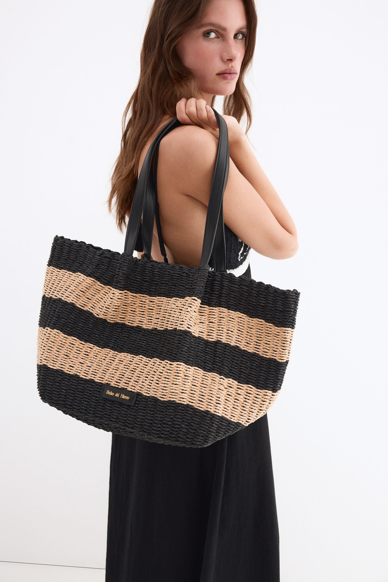 Pedro del Hierro Striped beach bag