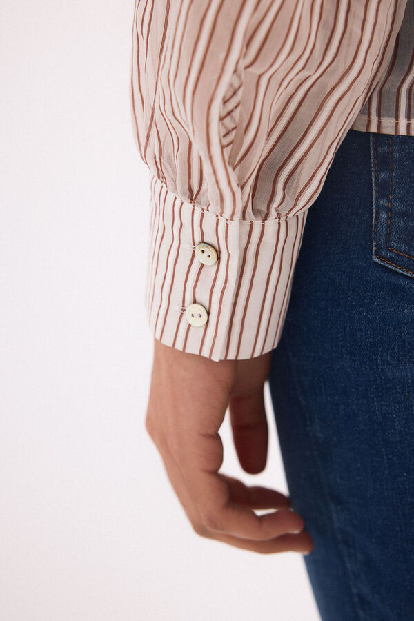 Pedro del Hierro Loose striped blouse Brown