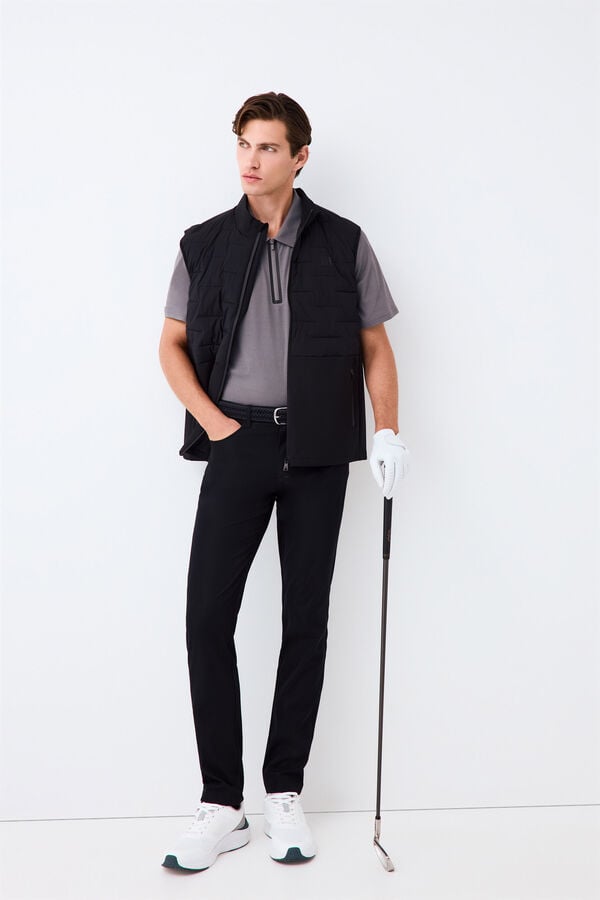 Pedro del Hierro Polo t&eacute;cnico gola com fecho-&eacute;clair Golf Cizento