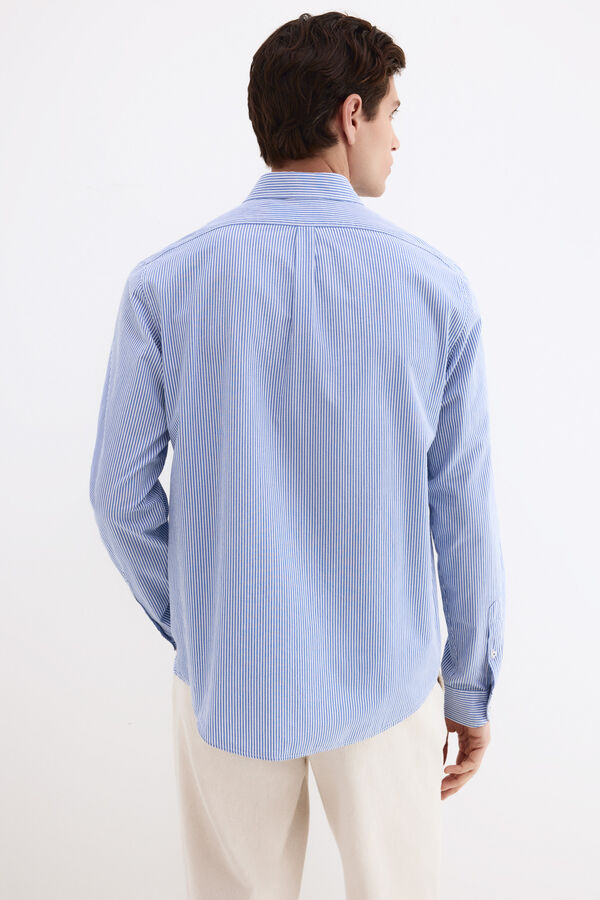 Pedro del Hierro Seersucker striped shirt Blue