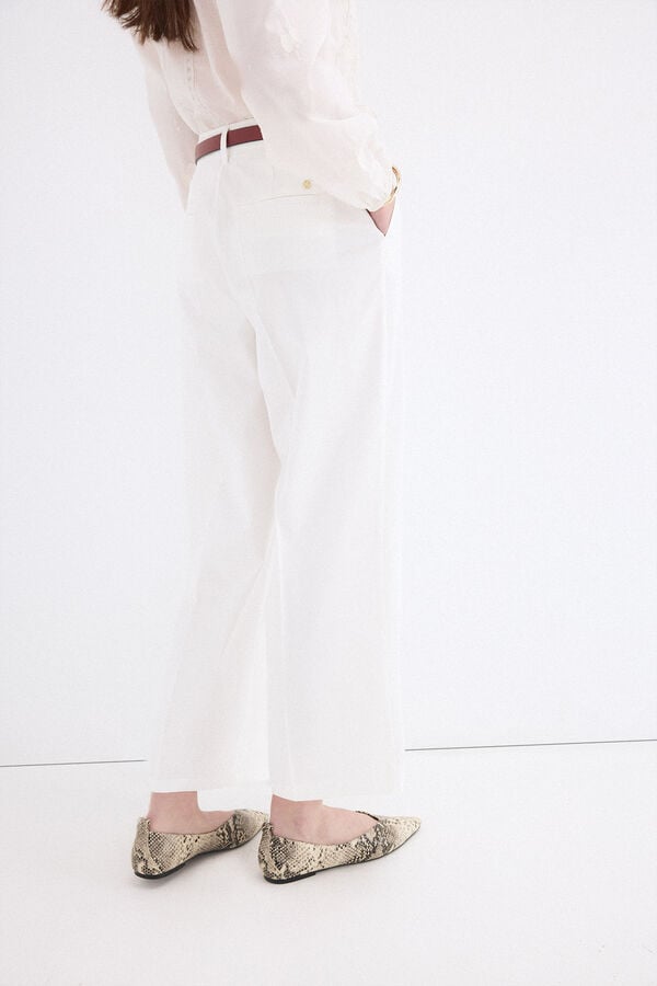 Pedro del Hierro Classic wide leg trousers White