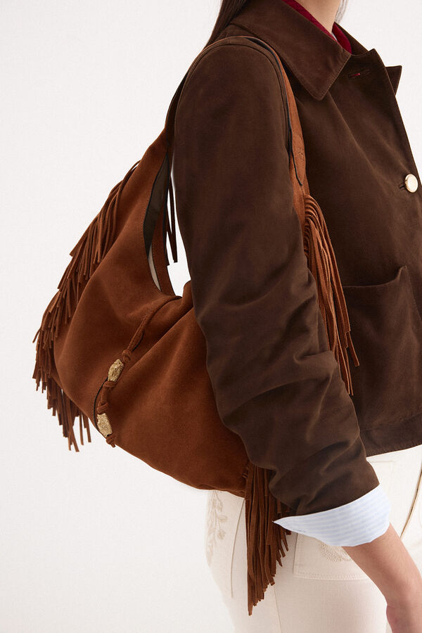Pedro del Hierro Fringed shoulder bag Brown