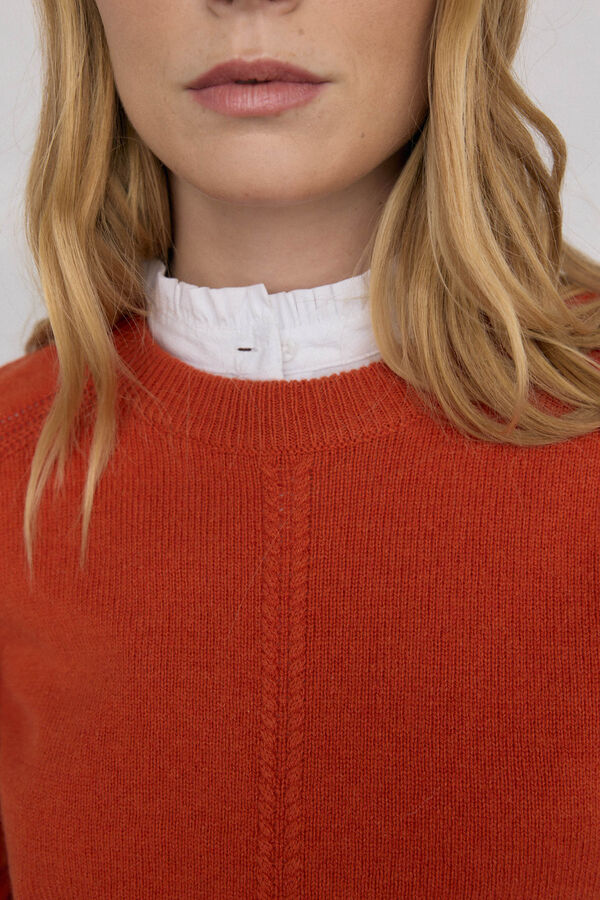 Pedro del Hierro wool sweater with a central crew neck Orange