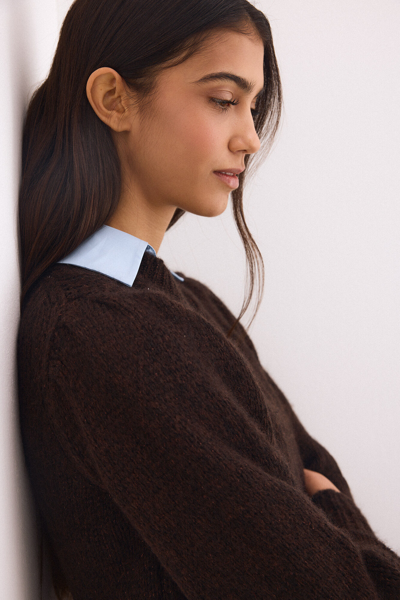 Pedro del Hierro Short sleeve puffed jumper in fantasy yarn