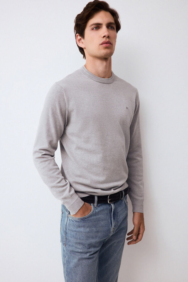 Pedro del Hierro Fine knit premium cotton jumper Grey