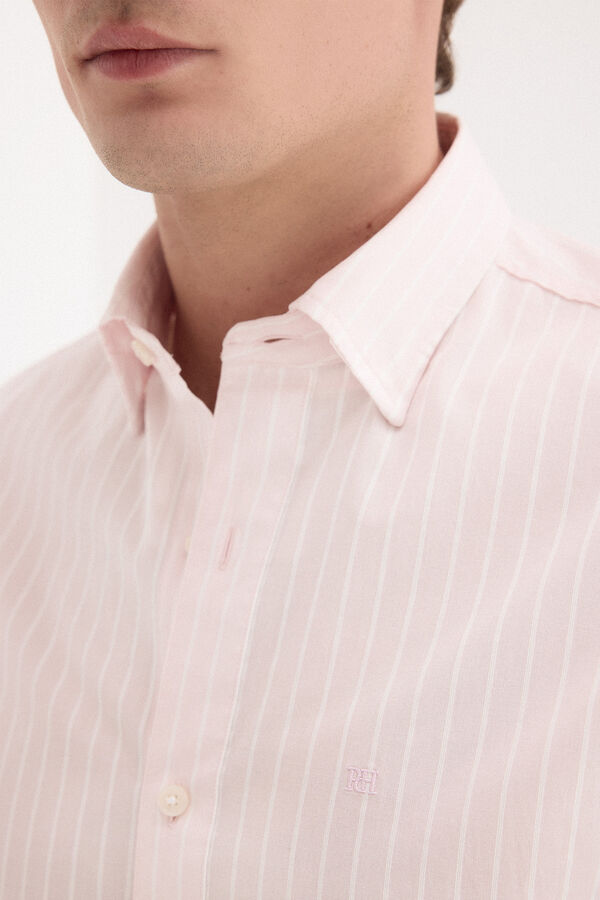 Pedro del Hierro Poplin textured striped shirt Pink