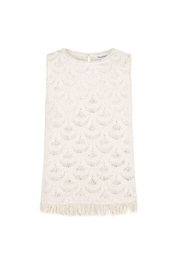 Pedro del Hierro Sleeveless crochet top Beige