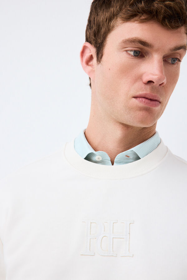 Pedro del Hierro Sweatshirt com logo gola caixa Ecru