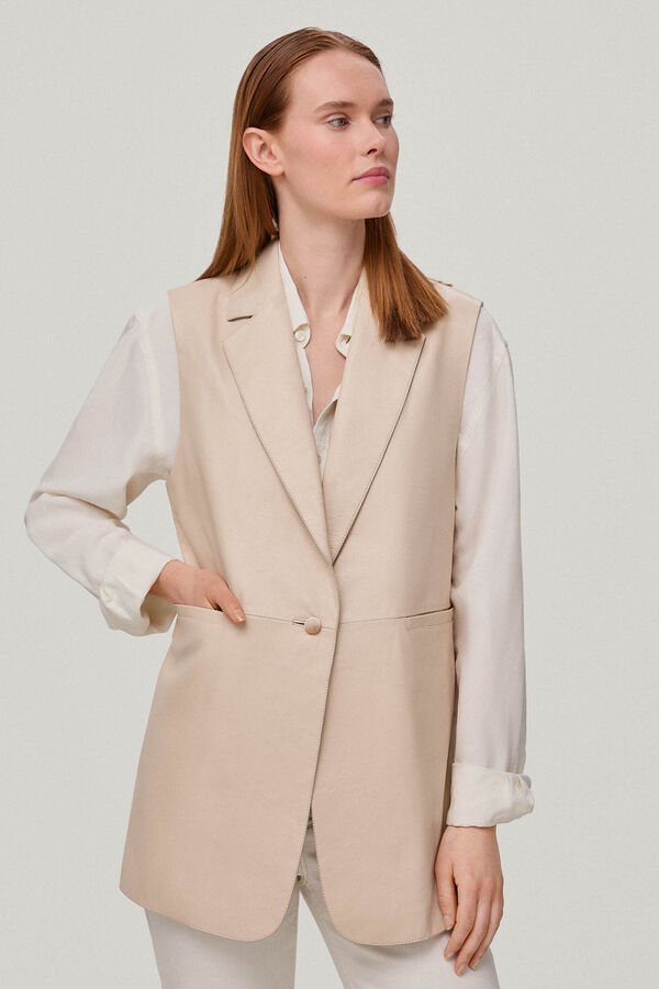Pedro del Hierro Chaleco de piel Beige
