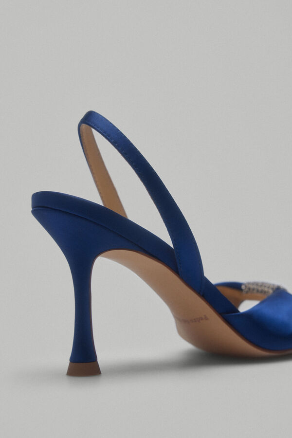 Pedro del Hierro Satin and crystal sandals Blue