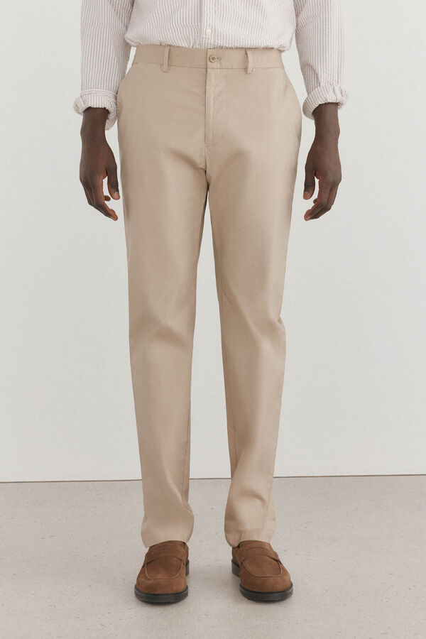 Pedro del Hierro Calça calças chino leve de borracha Beige