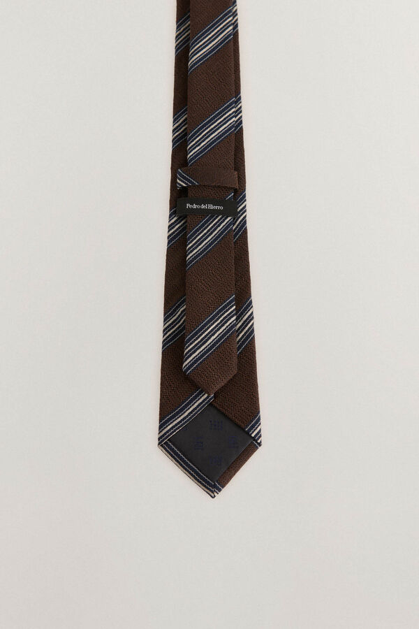 Pedro del Hierro Natural silk tie Brown