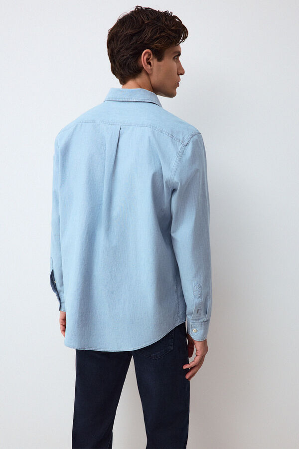 Pedro del Hierro Denim Italian chambray fabric shirt Blue